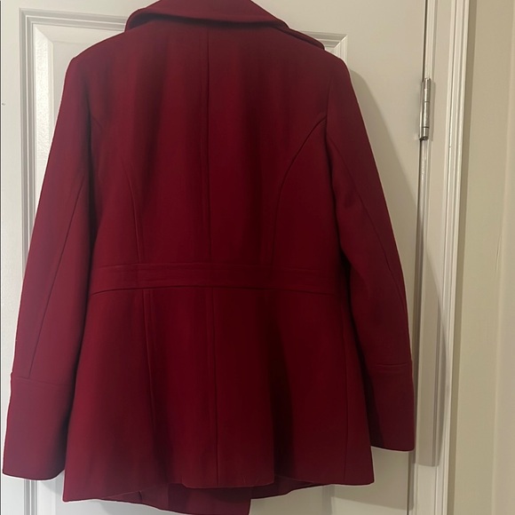 Red Double-Breasted Women's Coat - Picture 3 of 4
